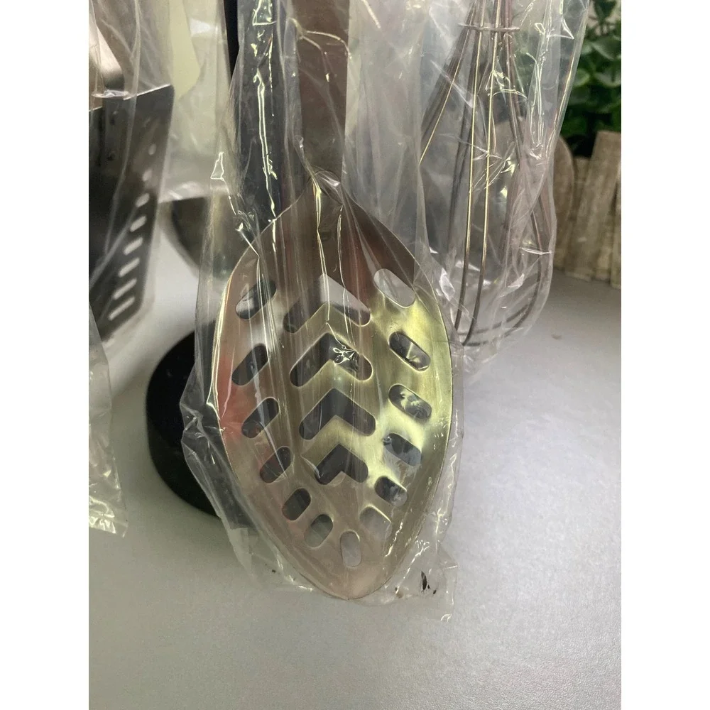 Stainless‎ Steel Kitchen Utensil Set with Rotating Holder Black